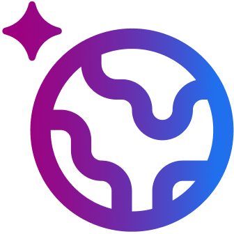Gradient icon of a globe with a sparkle, representing content marketing.
